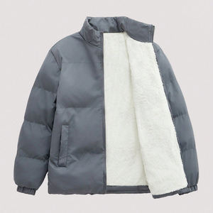 2026 Custom Winter Thick Warm Fleece Puffer Jacket Water Resistant Stand Collar 100% Cotton Unisex Bomber Jacket - Product Image 3