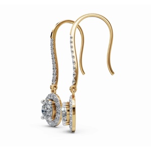 Pendientes de Diseño Redondos con Diamantes de Laboratorio de 9 Quilates de Oro Premium, Joyería de Corte Redondo, Proveedor Mayorista B2B OEM para Exportación - Product Image 2