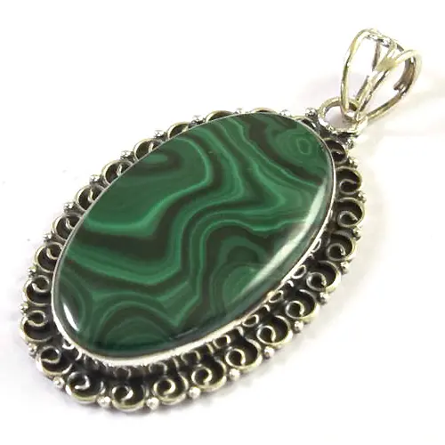 Natural auténtico genuino verde malaquita piedra preciosa 925 colgante de plata esterlina Otoño Invierno Boho chic joyería al por mayor