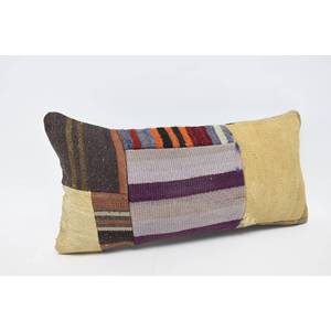 Almohada de lana de retazos Kilim Beige de lujo de 12x24 pulgadas cojín de seda con estampado Floral Vintage ropa de cama portátil tejida decorativa - Product Image 3