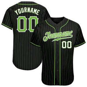 2025 Trending <b>Men</b> Baseball Jersey Custom Black <b>Neon</b> Green Pinstripe <b>Neon</b> Green-White Personalized Baseball Jersey - Product Image 2