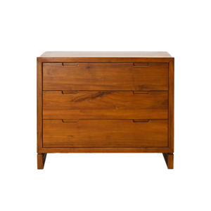 Table de chevet en teck pratique et moderne avec 3 tiroirs pour la chambre à coucher - Product Image 1