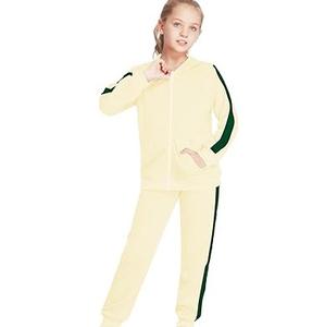 Conjunto Deportivo con Capucha y Cremallera Negra, Pantalones Deportivos, Chándal con Logotipo Personalizado, Traje Deportivo para Niñas, Chándales con Rayas Laterales Transpirables - Product Image 5