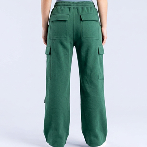 Wholesale Affordable Price Solid Color Wide Leg <b>Elastic</b> Waist Casual Wear Pants for Women Custom Embriordery Logo Sweatpants - Product Image 6