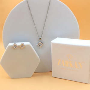 ชุดเครื่องประดับเงินคลาสสิกทันสมัย Zarkan ประดับเพชรควีนออฟไดมอนด์ พร้อมเพิร์ลน้ำจืดทรงลูกแพร์ เหมาะสำหรับงานปาร์ตี้ งานแต่งงาน และเป็นของขวัญ - Product Image 6