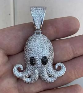 Pulpo Emoji colgante Iced Out Moissanite diamantes hermoso Moissanite plata esterlina colgante personalizado colgante - Product Image 3