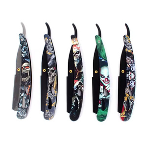 Maquinilla de afeitar plegable de metal desechable con diseño de cara recta de hoja de peluquero extraíble - Product Image 1