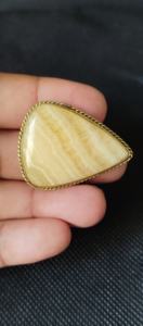 Cabujón de Ágata Amarilla con Ranuras de Latón, Cristal Curativo Increíble, Piedra Preciosa Suelta para la Fabricación de Joyas - Product Image 6
