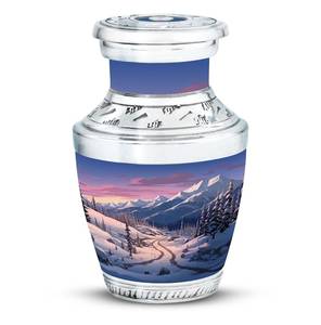Urne panoramique pour cendres Winter Wonderland Urne personnalisée en aluminium moderne Souvenir pour adultes Urne personnalisée de 1 à 200 pouces cubes - Product Image 4
