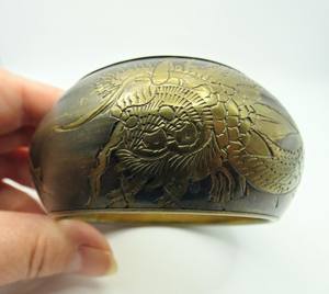 Brazalete ancho de diseñador floral de latón puro 100% hecho a mano, brazalete ajustable, Regalo para mamá - Product Image 2