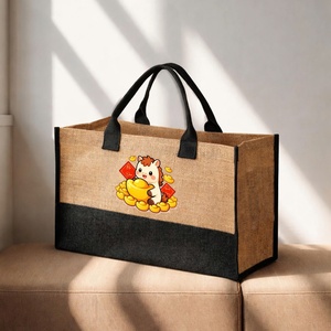 Bolsa de Tela con Estampado de Caballo de la Suerte, Reutilizable, con Asa Larga, para Regalo, Artesanía, Tela No Tejida, Impresión Serigráfica - Product Image 3