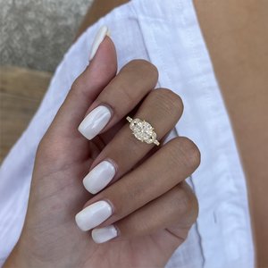 Clásico Original 3CTW Moissanite anillo de compromiso 14K hoja de oro sólido flor diseño romántico joyería fina para bodas nupcial - Product Image 6