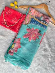 Trending Modern Chanderi Cotton <b>Saree</b> with Organza and Georgette Soft Salwar Kameez <b>for</b> Party Wear - Product Image 5