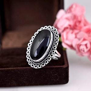 Bague en argent sterling 925 de style bohème pour femme classique Onyx noir pierre précieuse bijoux de mariage faits à la main plaqué rhodium cadeau pour Wif - Product Image 2