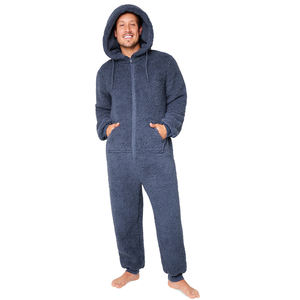 Combinaison en polaire sherpa d'hiver pour homme Logo personnalisé Combinaison à capuche Vêtement de détente thermique Vêtement de nuit Couleur personnalisée Taille Haute qualité - Product Image 3