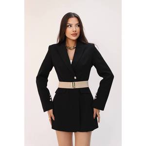 Ceinture élastique pour femme avec boucle de verrouillage, ceinture pour veste, ceinture pour chemise, ceinture pour robe - Beige - Product Image 6