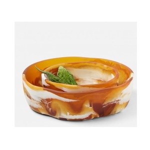 Bol de service en résine artistique fait à la main effet marbre brillant finition lisse adapté aux salades de fruits ou à l'utilisation d'une pièce maîtresse - Product Image 1