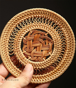 Juego de 4 posavasos de ratán tejidos a mano, productos ecológicos hechos en Vietnam, decoración de mesa al por mayor - Product Image 2