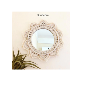 Miroir mural en macramé Design décoratif Looks créatifs et fantaisistes Finition naturelle Décoration de Noël Accessoires ménagers - Product Image 6