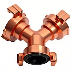 Conector en Y de latón de acoplamiento rápido MEGA para manguera de jardín, tamaño 9.5-38 mm - Product Image 3