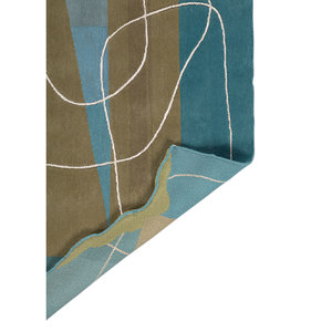 Tapis rectangulaire en laine et soie de bambou noué à la main Azalea Blue 9x12, motif abstrait pour salon et couloir AIWB-13019 - Product Image 5