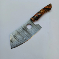 Top qualité personnalisé fait à la main en acier damas cuisine Chef serbe couperet couteau couteau de coupe avec manche en résine