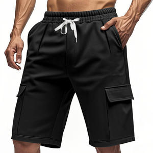 Prix d'usine Shorts de travail sportifs en tricot pour hommes Mode décontractée d'été Taille à cordon de serrage Couleur unie 100% coton Imperméable - Product Image 3