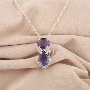 Colgante de Gato de Iolita, Plata de Ley 925, Joyería Animal Hecha a Mano, Lindo y Moderno, Collar de Alta Calidad con Certificado IGI, Elegante Regalo para - Product Image 2