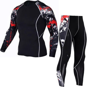 Conjunto de Ropa Deportiva de Compresión para Hombre, Talla Grande, Otoño, Lavado, Secado Rápido, Camiseta y Pantalones para Gimnasio y Fitness, para Fisicoculturismo - Product Image 3