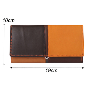 Cartera larga de cuero genuino Vintage de lujo personalizada para mujer con bloqueo RFID Cierre de botón de cuero real precio bajo en la India - Product Image 4