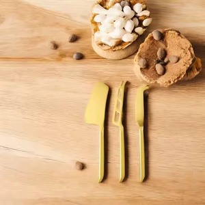 Ensemble unique de couteaux à fromage en acier inoxydable avec manche en laiton doré Ensemble de service à fromage de qualité supérieure - Product Image 5