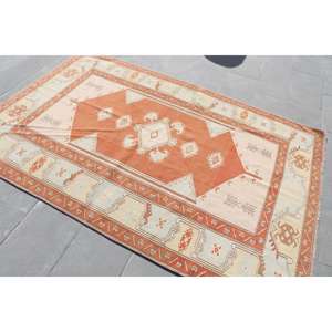 Alfombra vintage de 5.1x7.5 pies, alfombra turca, alfombra con diseño de plantas y árboles naranjas - Product Image 2