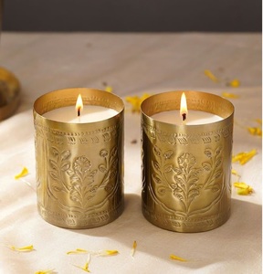 Centros DE MESA DE BODA Suministros para fiestas Decoración de mesa de San Valentín Candelabros votivos dorados de latón - Product Image 1
