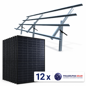 Kit solaire hors réseau de 5,4 kW - 12 panneaux bifaciaux Philadelphia de 450 W - Support au sol Sinclair Sky Rack 2.0 - Product Image 1
