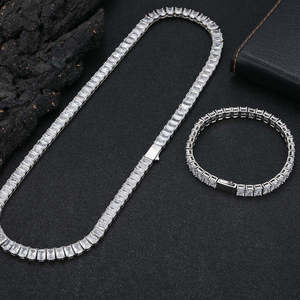 VVS Moissanite diamond <b>tennis</b> Fashion Jewelry IcedOut Square Striking Bling 925 Sterling <b>Silver</b> <b>Tennis</b> Chain <b>Necklace</b> for women - Product Image 5