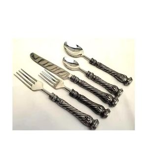 Cuchillo y tenedor negro de lujo clásico tradicional occidental, gran diseño, cubiertos personalizados y duraderos - Product Image 2