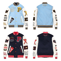 Veste universitaire personnalisée corps en laine manches en cuir véritable patchs de broderie en chenille College Letterman Blouson aviateur