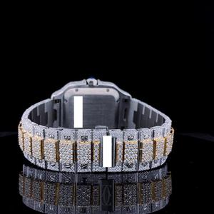 Montre analogique à cadran romain de style vintage de luxe pour hommes bicolore VVS Moissanite diamant verre carré Style Hip Hop haute qualité 20mm - Product Image 4