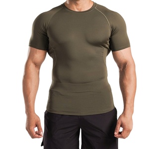 <b>Men</b> Athletic Compression T Shirt Polyester Spandex Tight Fit Workout Gym Quick Dry Breathable <b>Stretch</b> Training Wear Custom OEM - Product Image 2