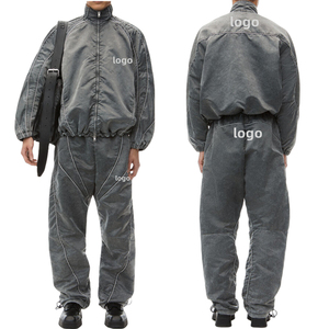 Veste à fermeture éclair et pantalon 100% Nylon lourd sérigraphie Logo goutte épaule coupe-vent survêtement pour hommes - Product Image 3