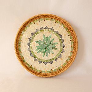 Bandeja de ratán hecha a mano de alta calidad con incrustaciones de fregona, el diseño más nuevo de Vietnam, bandeja para servir café con fondo de madera, uso doméstico, comida decorativa - Product Image 2