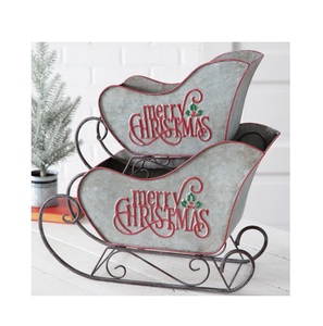 Wholesale Price Garden Decoration <b>Santa</b> <b>Sleigh</b> Exclusive Design High Quality Metal Galvanized Christmas <b>Sleigh</b> Vintage Look - Product Image 2