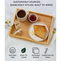 Premium wegwerp houten serveerplateauset, gepersonaliseerde kleur en logo gravure, meerdere maten voor bruiloft, ontbijt en restaurantgebruik