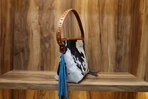 Handmade Cowhide Leather Women's Casual Tote Bag Classic Western Style with Cow Hair Hobo Shoulder <b>Handbag</b> - Product Image 3