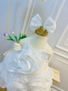 ชุดเดรสเด็กผู้หญิงคุณภาพสูงสำหรับโอกาสพิเศษผ้าชีฟองหลายชั้นผ้าคอตตอนซับในเชือกแขวนคอออกแบบมาจากเวียดนาม - Product Image 5