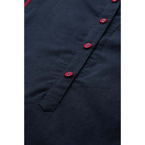 Conjunto de Kurta de Algodón Sólido Azul Marino para Mujer, Conjuntos de Traje para Mujer - Product Image 4