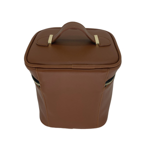 Neceser de viaje con logotipo personalizado, color marrón claro, PU, con cremallera - Product Image 2