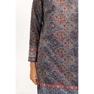 ชุดสูทผ้าลอนพิมพ์ลายสีเทาสำหรับผู้หญิง 3 ชิ้น - Product Image 1