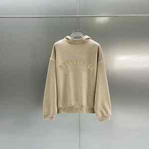 Sudadera con capucha clásica de doble línea mezclada de algodón para hombre, Sudadera con capucha de felpa con lavado ácido y logotipo de letras bordadas para High Street Spring - Product Image 4