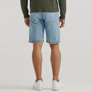 Pantalones cortos de mezclilla Vintage de verano 100% algodón personalizados para hombre, ropa de calle transpirable de cintura media, función antiarrugas, bolsillos sueltos sólidos - Product Image 3